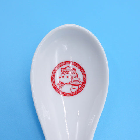 オオカミのアオン「まんぷく アオン飯店」<オリジナル中華皿セット>八角皿1枚と小皿1枚とレンゲ1個