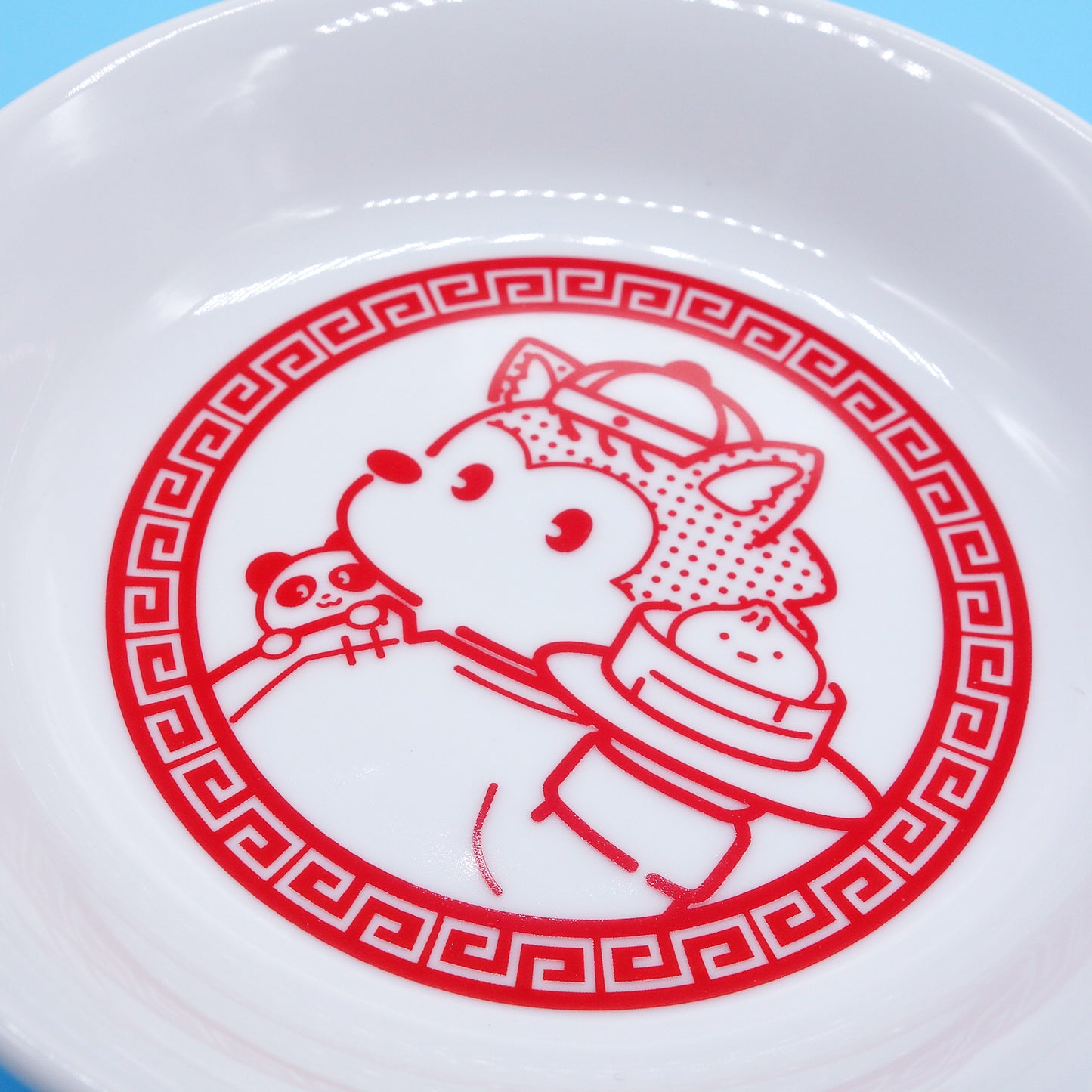 オオカミのアオン「まんぷく アオン飯店」＜オリジナル中華皿セット＞八角皿1枚と小皿1枚とレンゲ1個