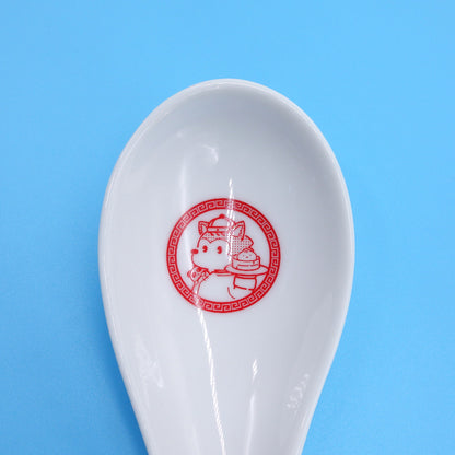 オオカミのアオン「まんぷく アオン飯店」＜オリジナル中華皿セット＞八角皿1枚と小皿1枚とレンゲ1個